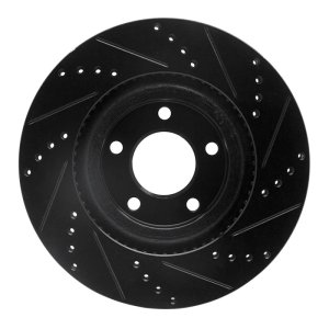 Ford Edge Brake Rotor (1) - Front Left - R1 Concepts - Drilled & Slotted - Black - `07-`15